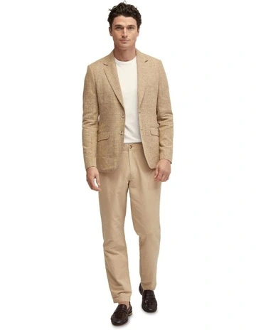 Blake Linen Blend Blazer in Caramel