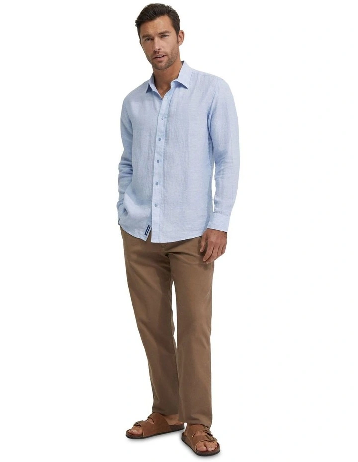 Fergus Pure Linen Shirt in Baby Blue image 1