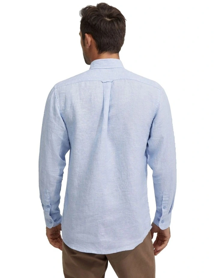 Fergus Pure Linen Shirt in Baby Blue image 2