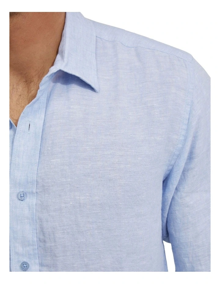 Fergus Pure Linen Shirt in Baby Blue image 6