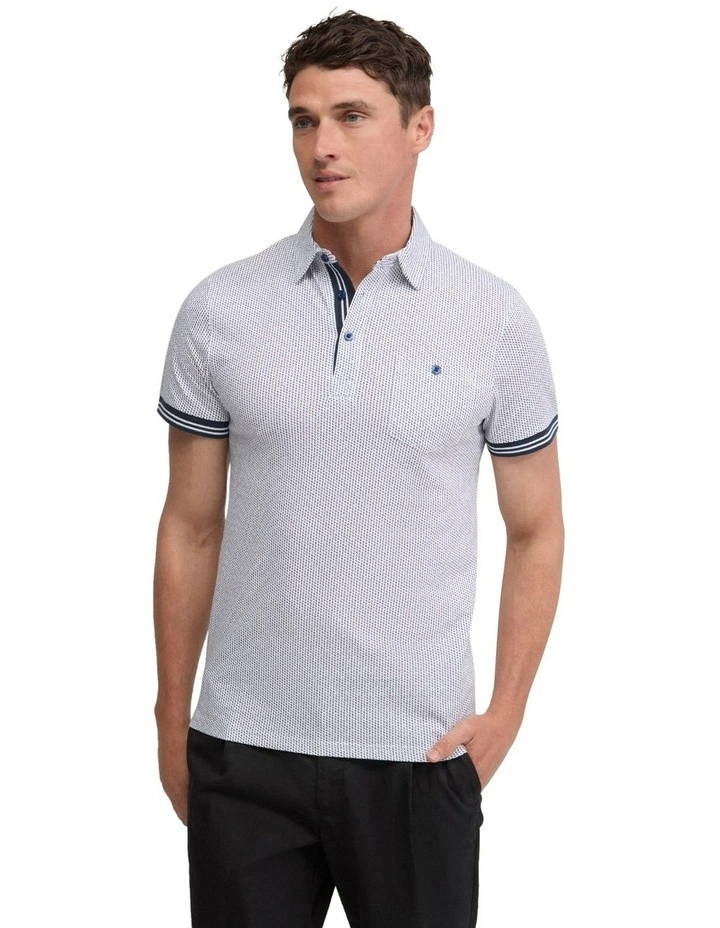 Milo Cotton Jersey Printed Polo Shirt in Red image 3