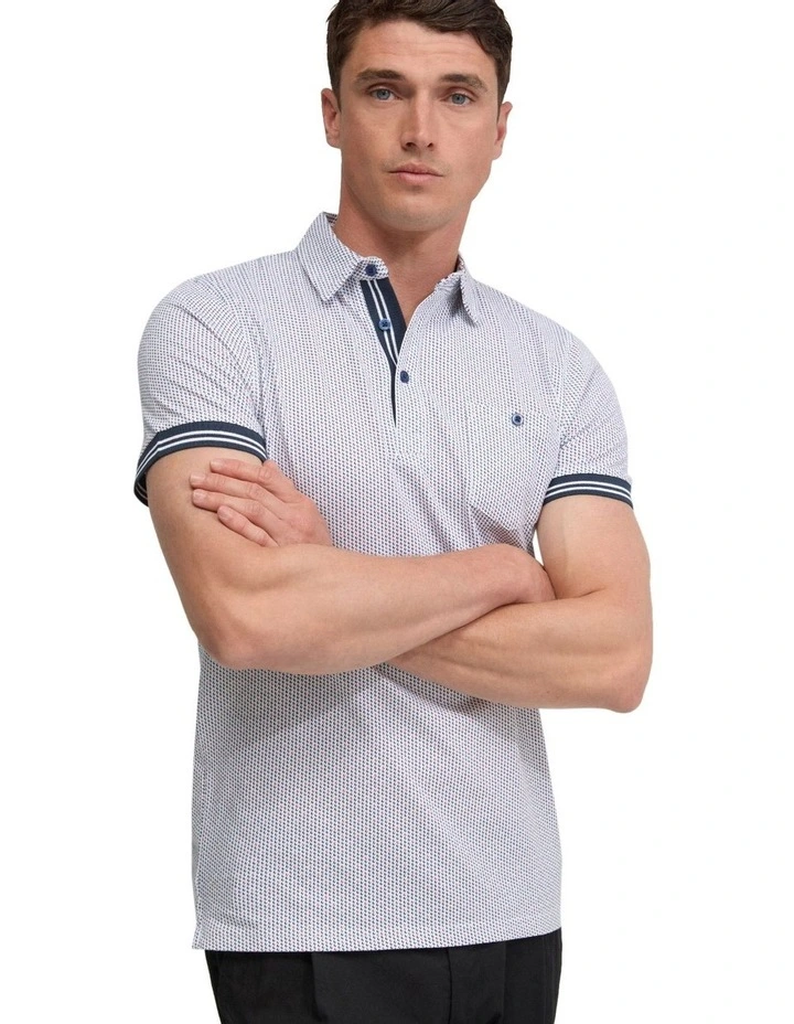 Milo Cotton Jersey Printed Polo Shirt in Red image 5