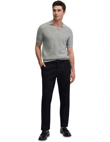 Harvey Knitted Polo in Grey Melange