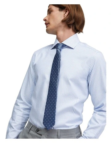 Cotton Striped Shirt in Blue Stripe