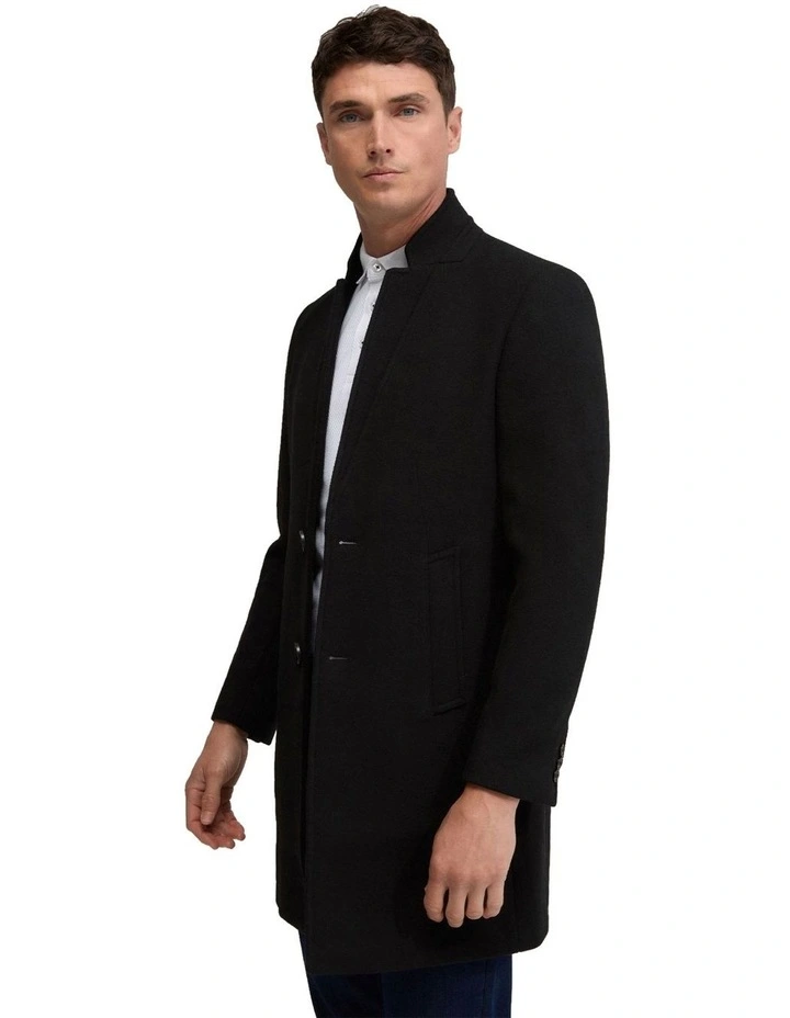 Austin Wool Rich Overcoat in Black image 3