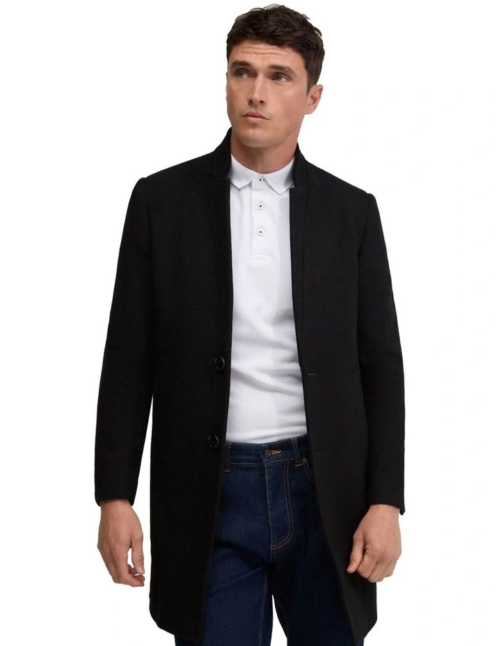 Austin Wool Rich Overcoat in Black image 4
