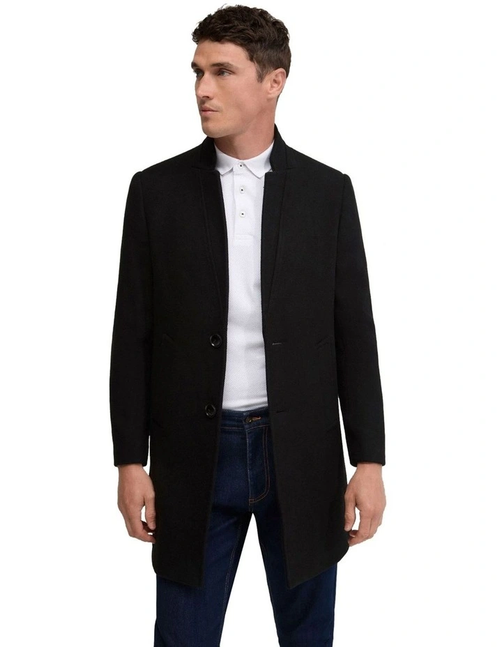 Austin Wool Rich Overcoat in Black image 5