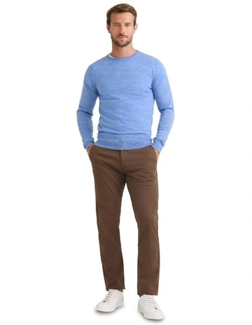 Crew Neck Pure Wool Pullover in Blue