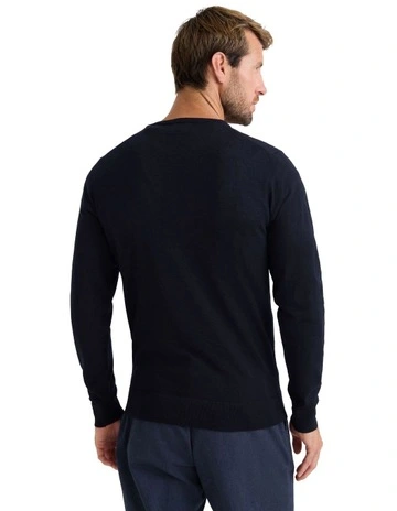 Crew Neck Pure Wool Pullover in Black