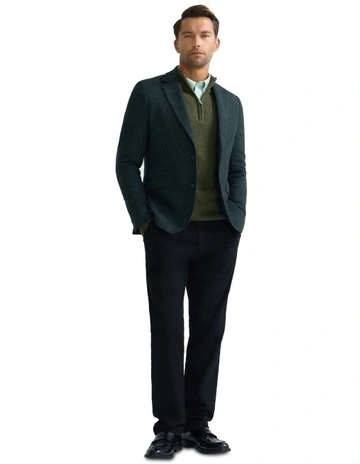 Blake Herringbone Wool Blazer in Dark Green