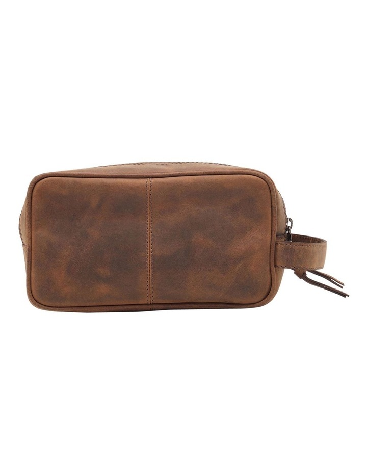 Barton Leather Wash Bag in Vintage Brown image 1
