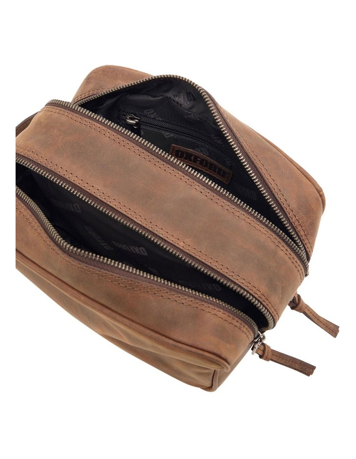Barton Leather Wash Bag in Vintage Brown image 5
