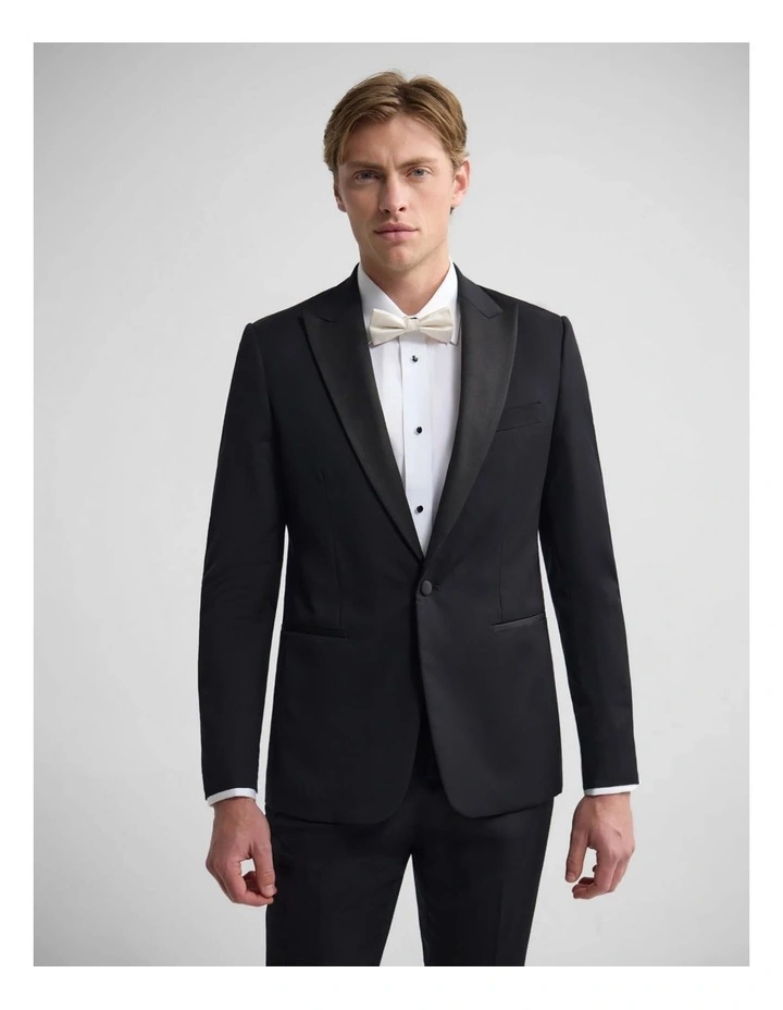 New Peak Lapel Dinner Suit Jacket in Black image 1