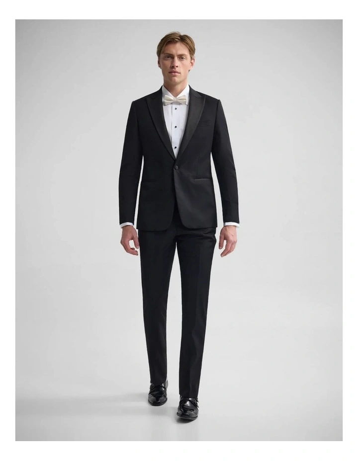 New Peak Lapel Dinner Suit Jacket in Black image 5
