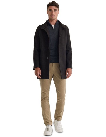 Dunbar Herringbone Wool Coat in Chocolate