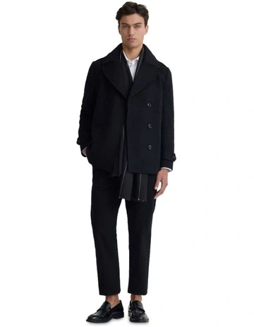 Henry Wool Pea Coat in Black