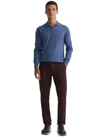 Dominic Open Polo Collar Knit in Blue