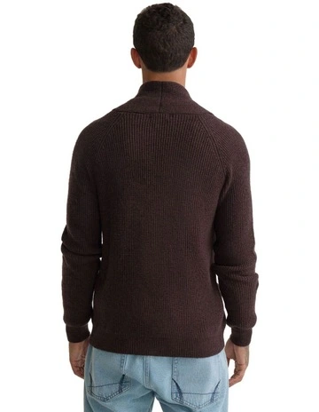 Caleb Wool Cardigan in Chocolate