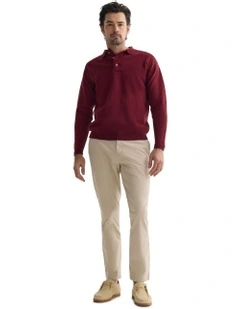 Jett Knitted Polo Shirt in Burgundy
