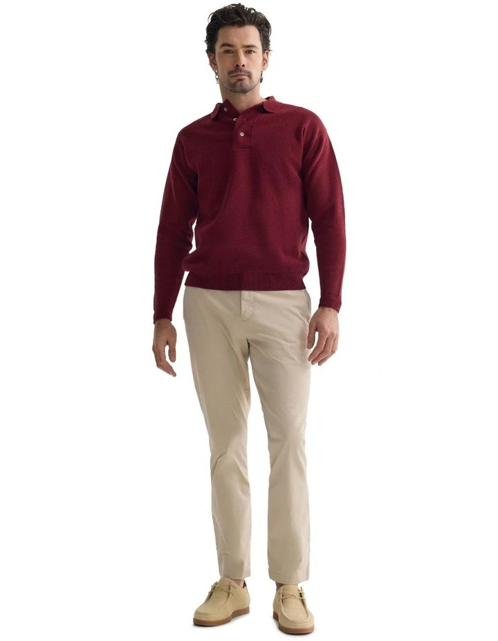 Jett Knitted Polo Shirt in Burgundy image 1