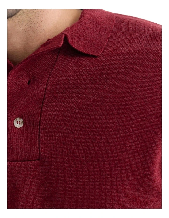 Jett Knitted Polo Shirt in Burgundy image 6