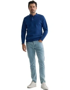 Jett Knitted Polo Shirt in Blue