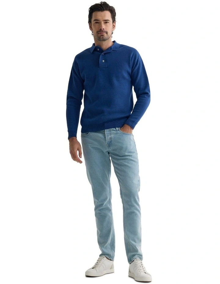 Jett Knitted Polo Shirt in Blue image 1