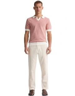 Paddy Cotton Knitted Polo Shirt in Brick