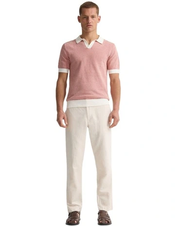 Paddy Cotton Knitted Polo Shirt in Brick