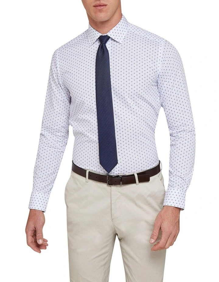Beckton Printed Luxury Shirt in White/Blue image 1