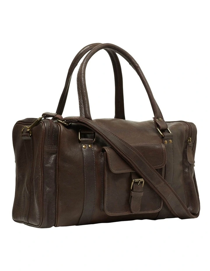 Maxim Chocolate Leather Overnight Bag image 1