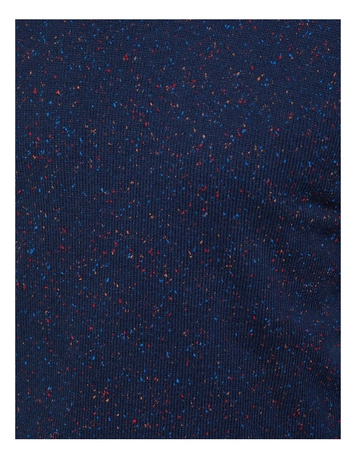 Oxford Harry Donegal Crew Neck Knit Sweater Navy MYER