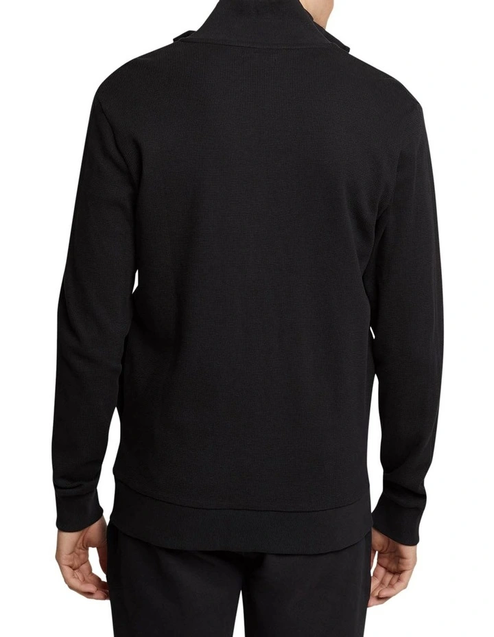 Tom Zip Up Waffle Knit in Black image 3