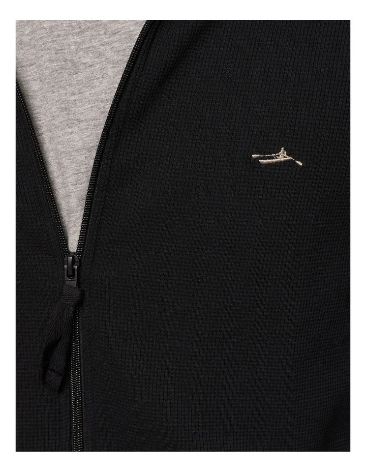 Tom Zip Up Waffle Knit in Black image 6
