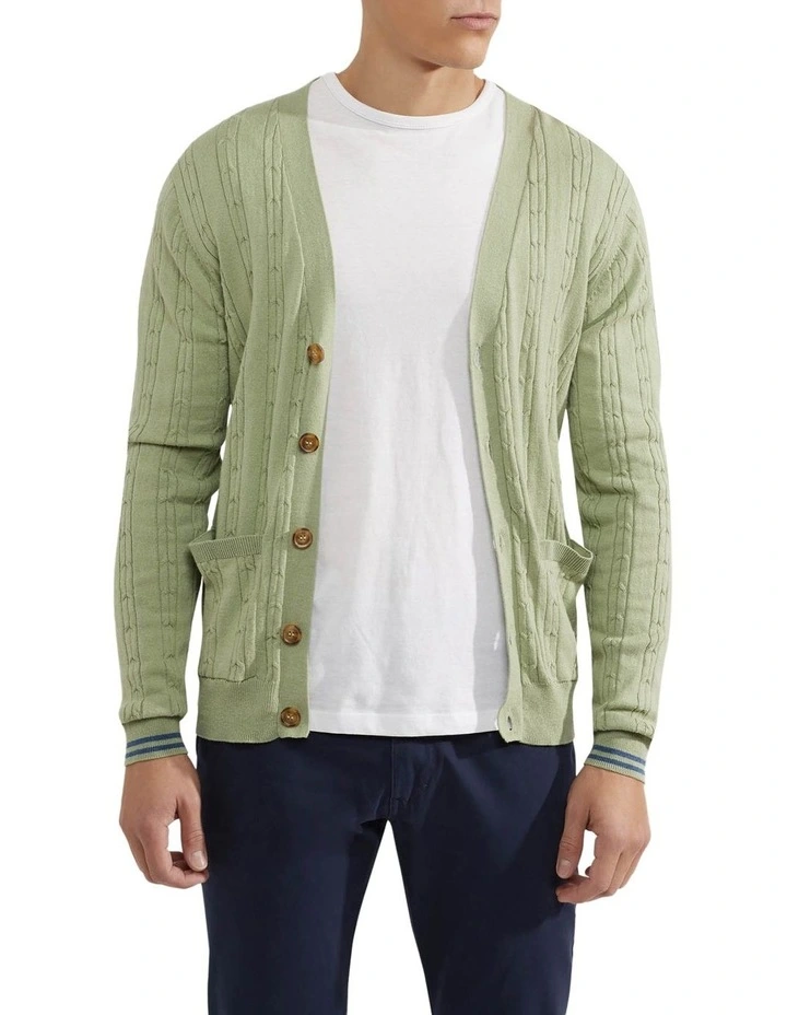 Rusty Cable Cardigan In Green image 1