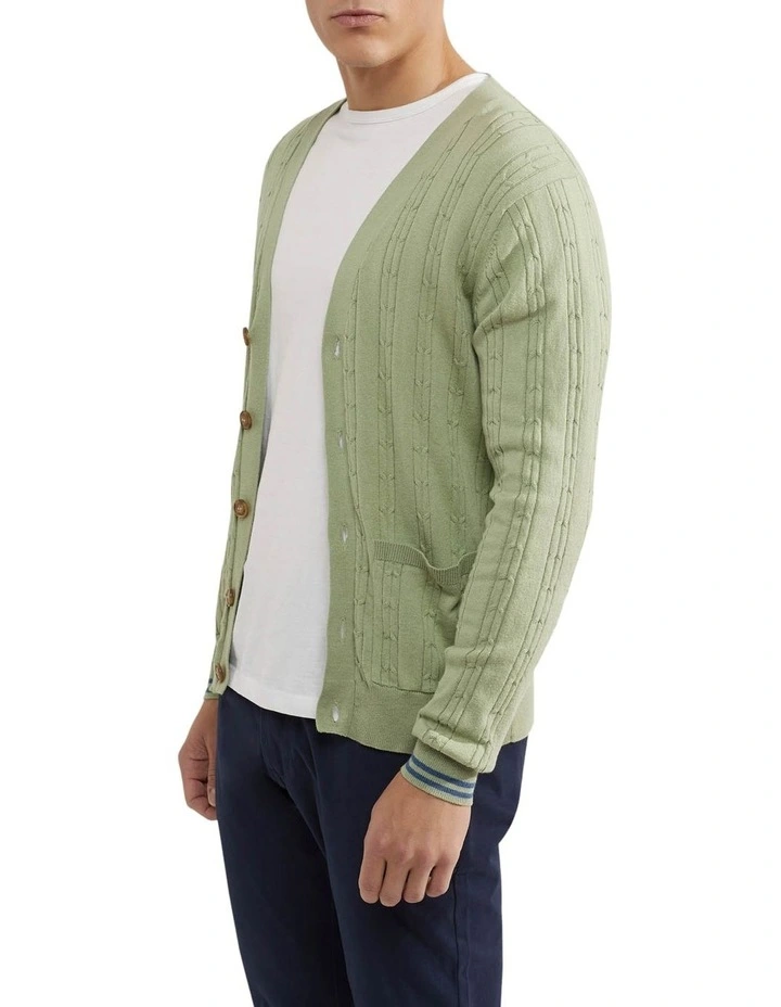 Rusty Cable Cardigan In Green image 2