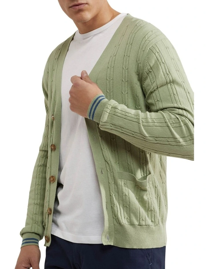 Rusty Cable Cardigan In Green image 4