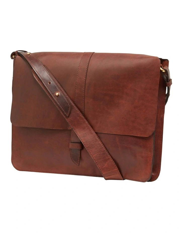 Josh Leather Messenger Bag in Choc Oil Pull Up image 1