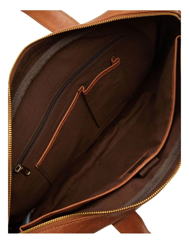 Lee Leather Briefcase in Cognac image 4