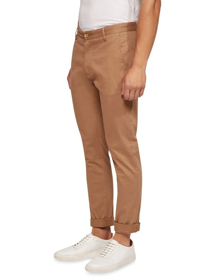 Stretch Skinny Fit Chinos in Brown image 2