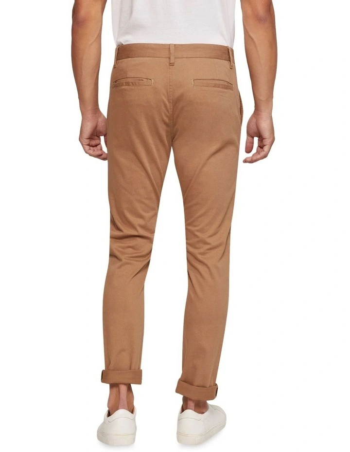 Stretch Skinny Fit Chinos in Brown image 3