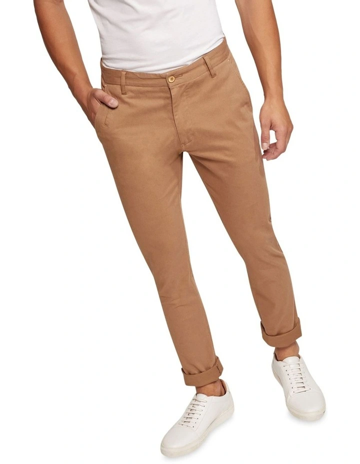 Stretch Skinny Fit Chinos in Brown image 4