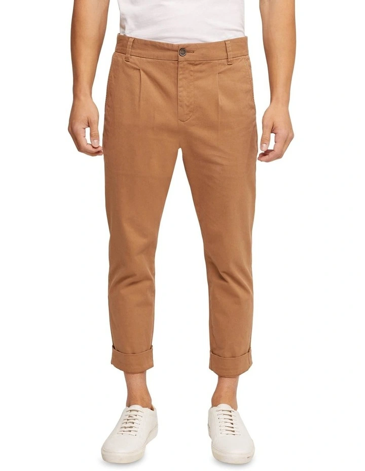 Ryan Folded Cuff Casual Chinos in Brown image 1