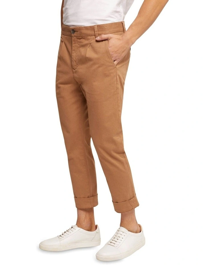 Ryan Folded Cuff Casual Chinos in Brown image 2