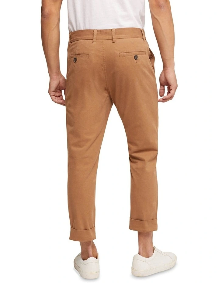 Ryan Folded Cuff Casual Chinos in Brown image 3