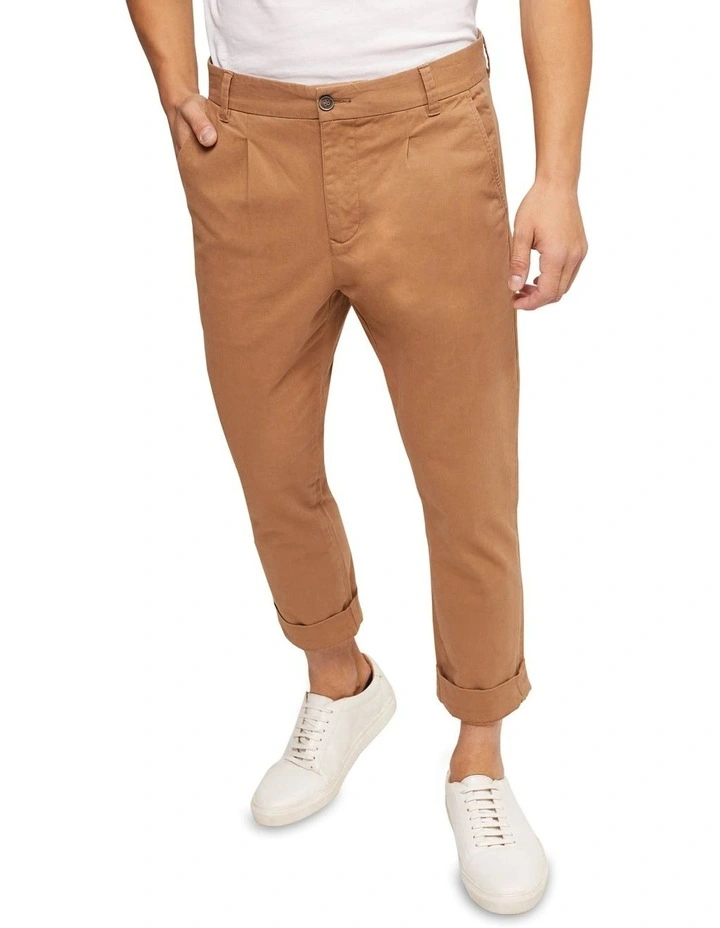 Ryan Folded Cuff Casual Chinos in Brown image 4