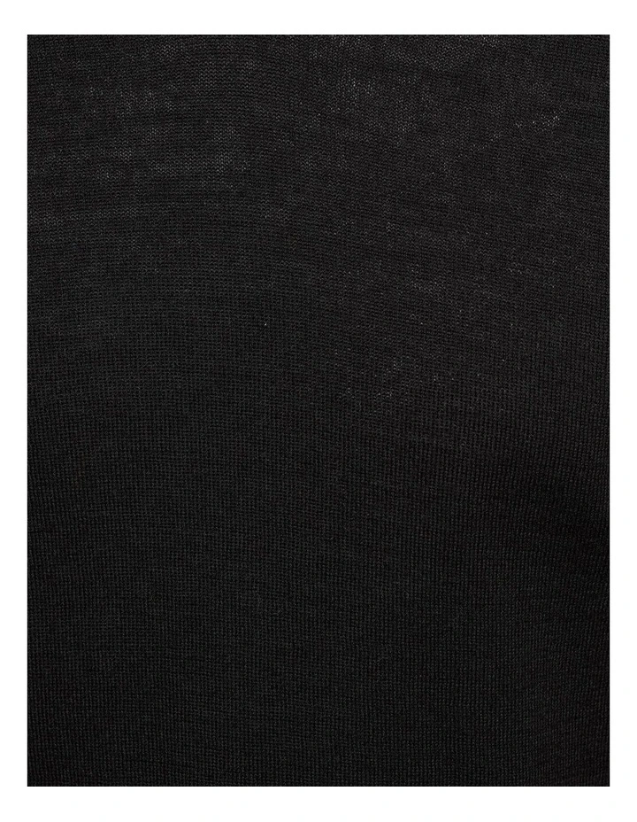V-Neck Pure Merino Wool Pullover in Black image 6