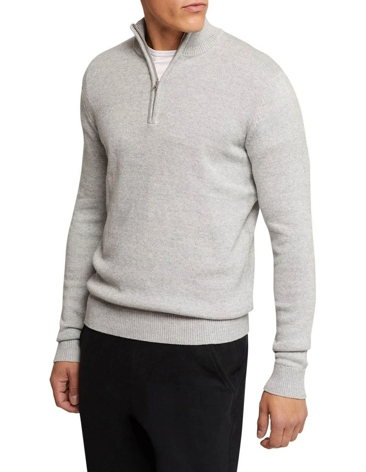 Robert Zip Neck Knit Pullover in Grey image 2