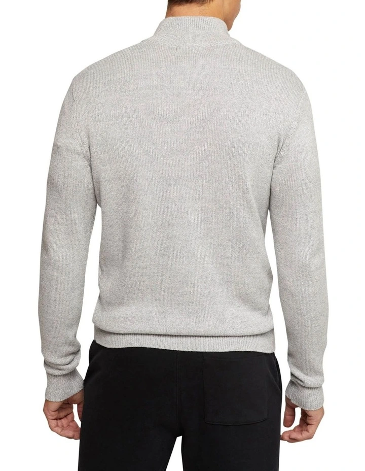 Robert Zip Neck Knit Pullover in Grey image 3