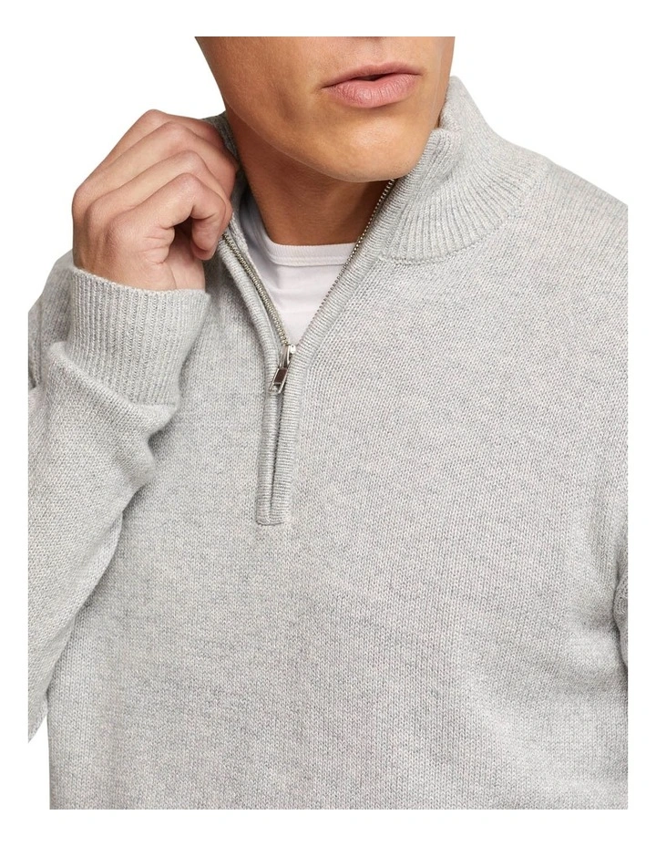 Robert Zip Neck Knit Pullover in Grey image 4